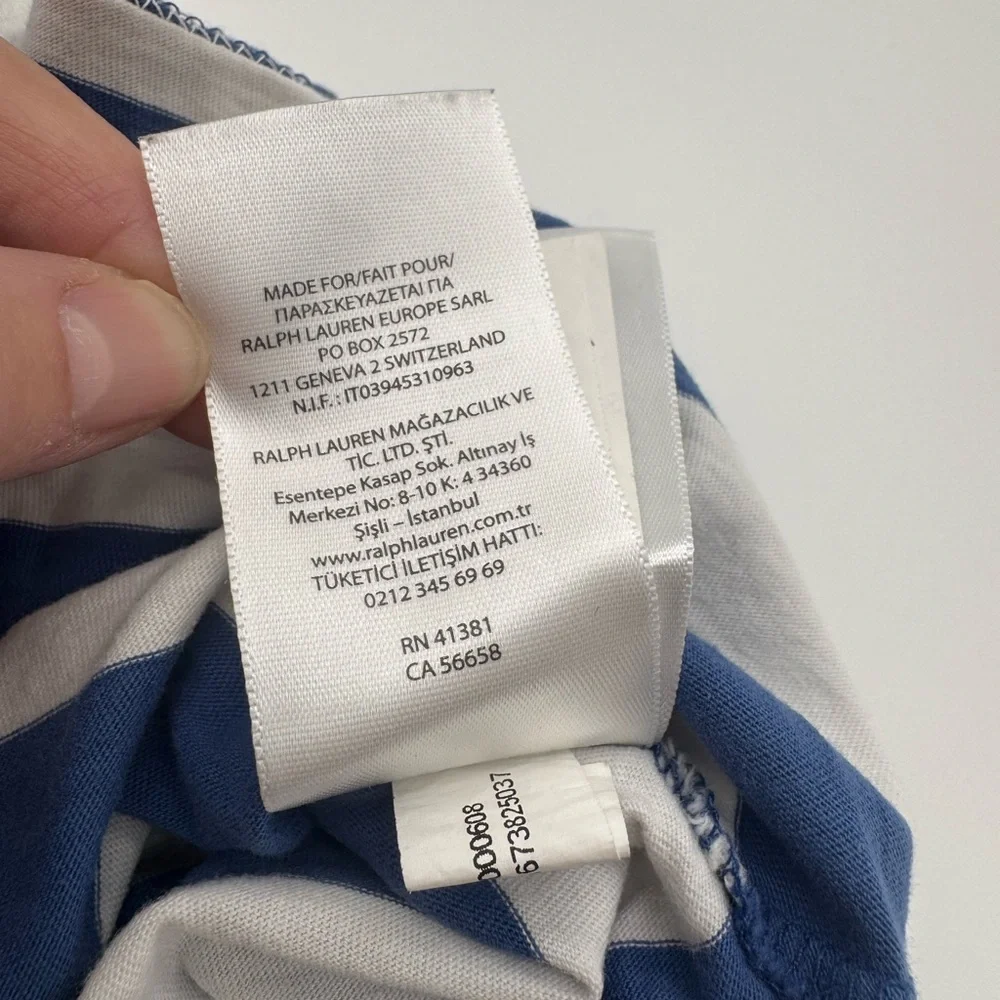 Polo by Ralph Lauren Women's Striped Navy and White Tee, Size Medium - Picture 10 of 11